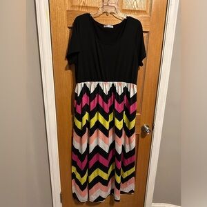 Chevron pattern maxi dress